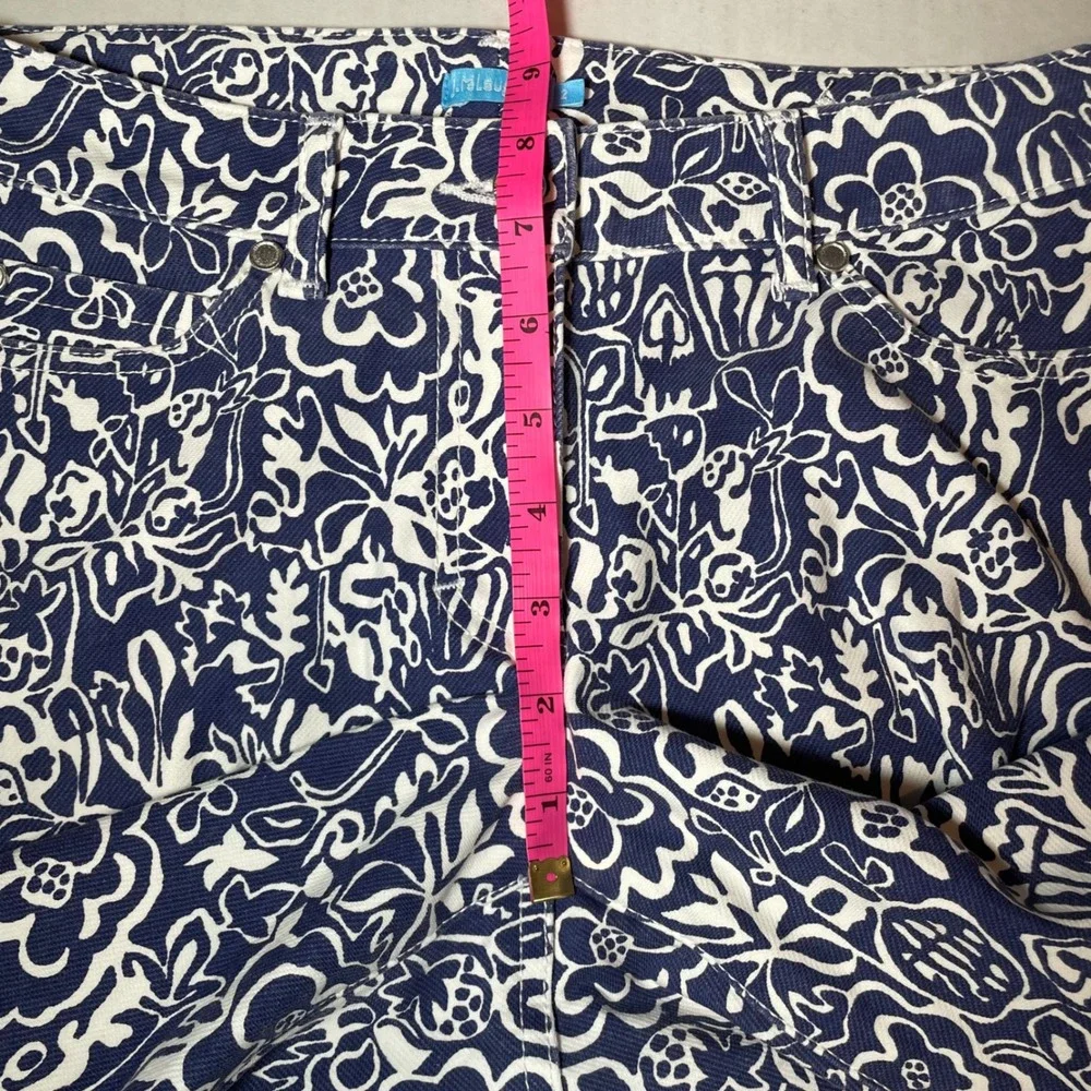 J.McLaughlin Lexi Jeans Womens 2 Navy White Floral Print Slim Straight Crop Pant